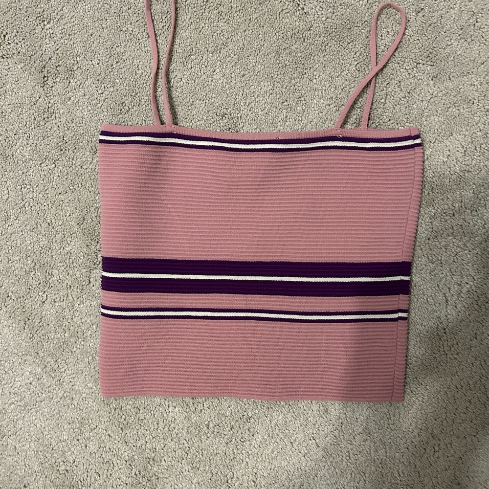 Lulu's Pink and Purple Striped Crop Top